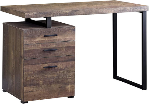 Oakestry Computer Desk with File Cabinet - Left or Right Set- Up - 48&#34;L (Brown Reclaimed Wood Look)