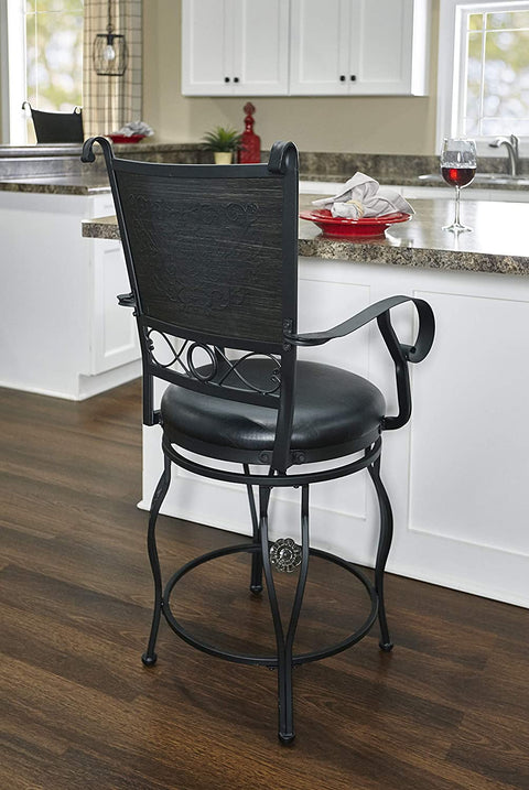 Oakestry Ellie 24&#34; Big and Tall Metal Counter Stool in Black
