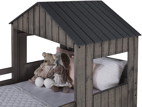 Oakestry Twin over Full Campsite Loft BUNKBED Rustic Dirty Grey