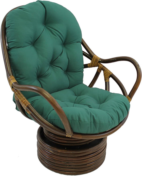 Oakestry Solid Twill Swivel Rocker Chair Cushion, 48" x 24", Forest Green