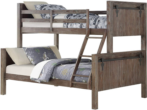 Oakestry Twin over Full Barn Panel Bunk Bed BUNKBED, Brushed Shadow