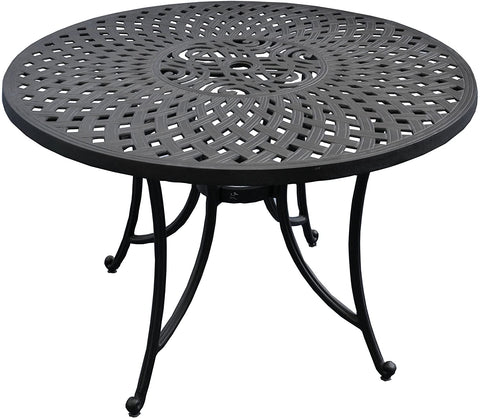 Oakestry Sedona Solid-Cast Aluminum Outdoor Dining Table, 42-inch, Black