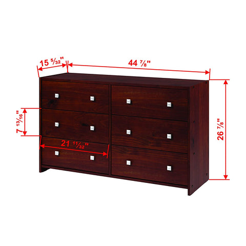 Oakestry Double Twin LOFT 6 Drawer Dresser
