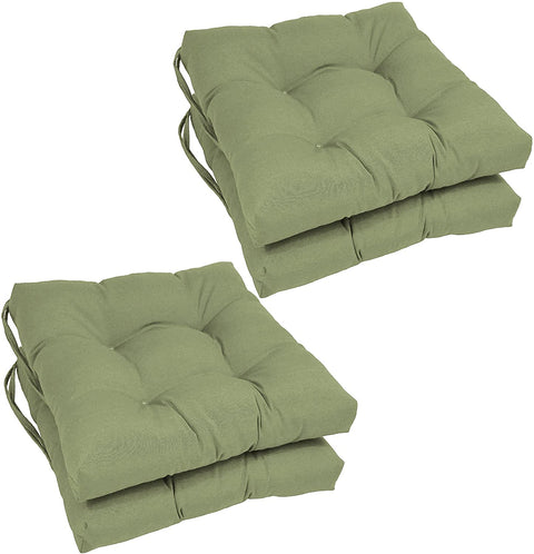 Oakestry Solid Twill Square Tufted Chair Cushions (Set of 4), 16&#34;, Sage