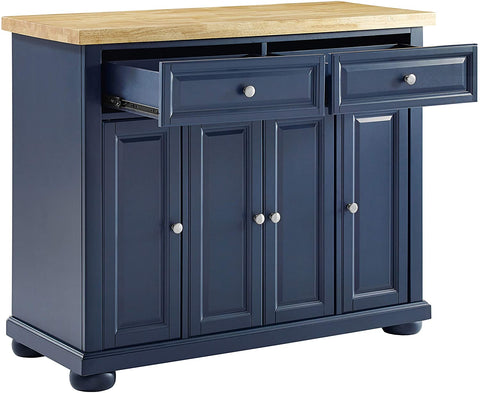 Oakestry KF30031ANV Madison Kitchen Island with Butcher Block Top, Navy