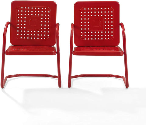 Oakestry Bates Metal Patio Chair in Red (Set of 2)