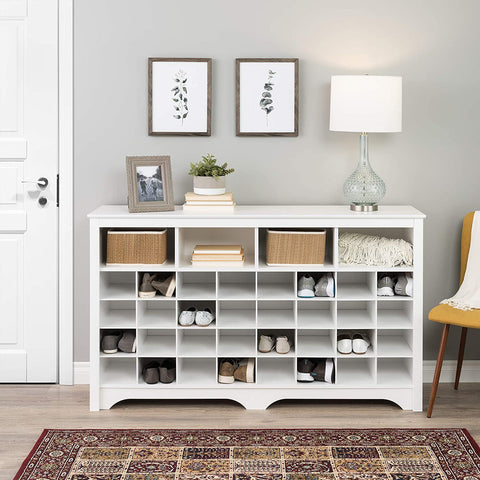 Oakestry Entryway Shoe Cubby Console, 60&#34;, White