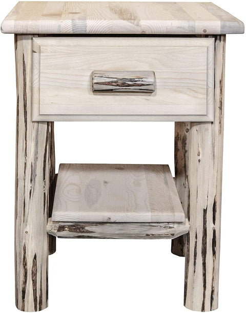 Oakestry Nightstand with Drawer &amp; Shelf, Clear Lacquer Finish