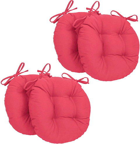 Oakestry Solid Twill Round Tufted Chair Cushions (Set of 4), 16&#34;, Berry Berry