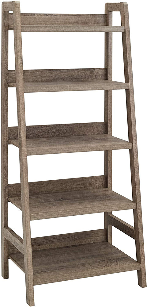 Oakestry Tracey Ladder Bookcase, 25&#34;W x 17.99&#34;D X 60&#34;H, Gray Wash