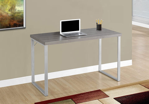 Oakestry Modern Home Office Computer Study Writing Desk, 47&#34; L, Dark Taupe &amp; Silver