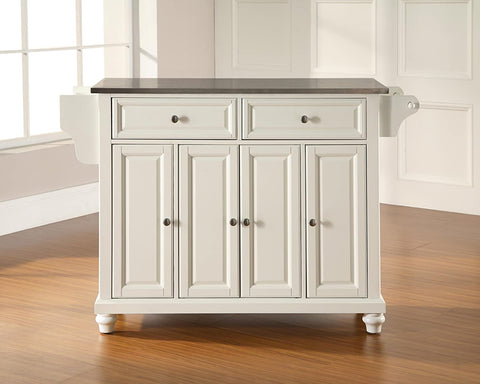 Oakestry KF30002DWH Cambridge Kitchen Island with Stainless Steel Top, 52&#34;, White