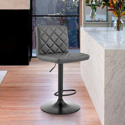 Oakestry LCDUBABLGR The Duval Adjustable Gray Faux Leather Swivel Bar Stool Grey, Adjustable Height