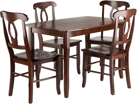 Oakestry Inglewood 5-PC Set Table w/ 4 Key Hole Back Chairs Dining, Walnut
