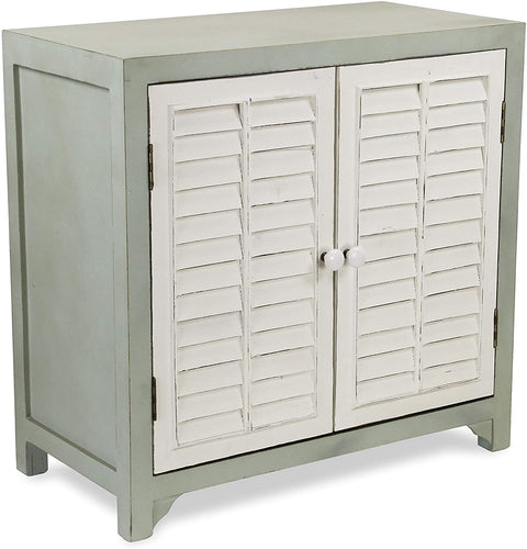 Oakestry Shabby Blue Cabinet with White Shutter Doors