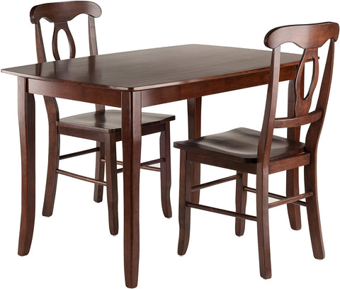 Oakestry Inglewood 3-PC Set Table w/ 2 Key Hole Back Chairs Dining, Walnut