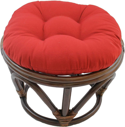 Oakestry Solid Twill Round Footstool Cushion, 18&#34;, Red