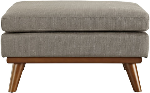 Oakestry Engage Mid-Century Modern Upholstered Fabric Ottoman in Granite