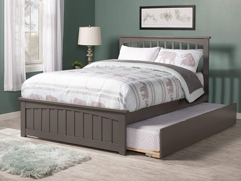 Oakestry Mission Platform Matching Foot Board with Full Size Urban Trundle Bed, Grey