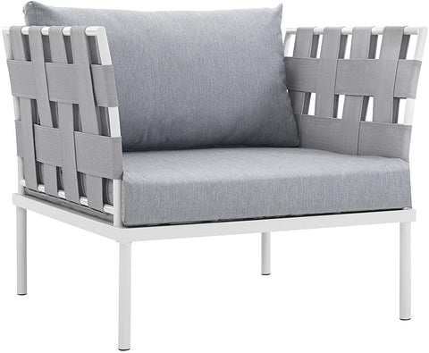 Oakestry Harmony Aluminum Outdoor Patio Furniture 5-Piece Sectional Sofa Set in White Gray