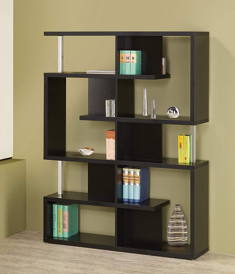 Oakestry 5-Tier Bookcase Black and Chrome