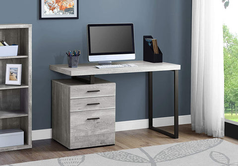 Oakestry Computer Desk with File Cabinet - Left or Right Set- Up - 48&#34;L (Grey Reclaimed Wood Look)