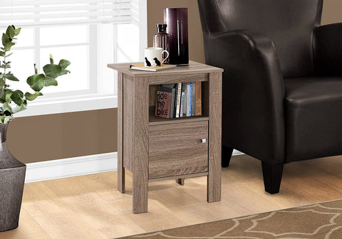 Oakestry ACCENT TABLE-DARK TAUPE NIGHT STAND WITH STORAGE, 17.25&#34; L x 14&#34; D x 24.25&#34; H