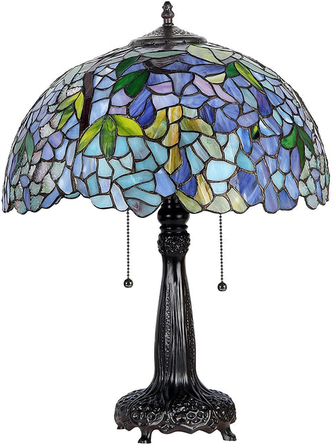 Oakestry CH33373WP16-TL2 Tiffany-Style Wisteria 2 Light Table Lamp 16-Inch Shade, Multi-Colored