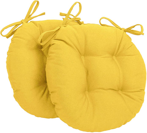 Oakestry Solid Twill Round Tufted Chair Cushions (Set of 2), 16&#34;, Sunset