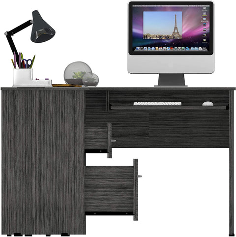 Oakestry Charcoal Engineered Wood Modern Mix L-Shaped Desk