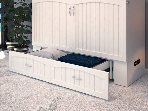 Oakestry Murphy Bed Chest with Charging Station, Queen, White