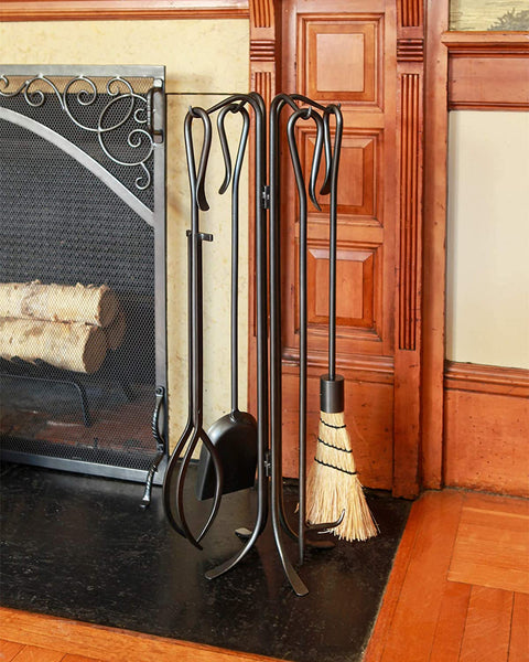 Oakestry Hearth Hooks 5-piece Wrought Iron Fireplace Tool Set