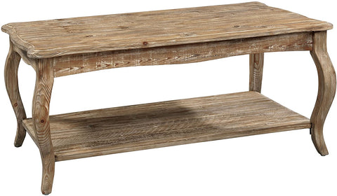 Oakestry Austerity Reclaimed Wood Coffee Table with Open Shelf, Driftwood
