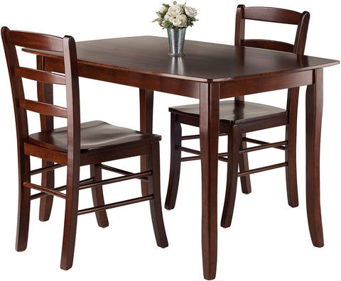 Oakestry Inglewood 3-PC Set Table w/ 2 Ladderback Chairs Dining, Walnut