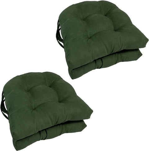 Oakestry Solid Microsuede U-Shaped Tufted Chair Cushions (Set of 4), 16&#34;, Hunter Green