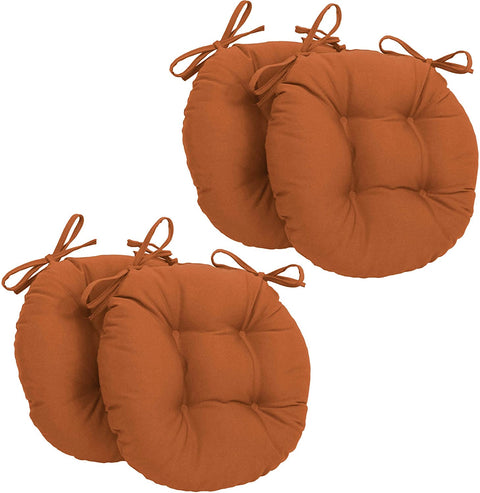 Oakestry Solid Twill Round Tufted Chair Cushions (Set of 4), 16&#34;, Spice