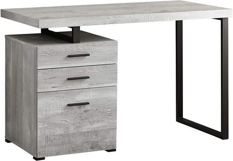 Oakestry Computer Desk with File Cabinet - Left or Right Set- Up - 48&#34;L (Grey Reclaimed Wood Look)