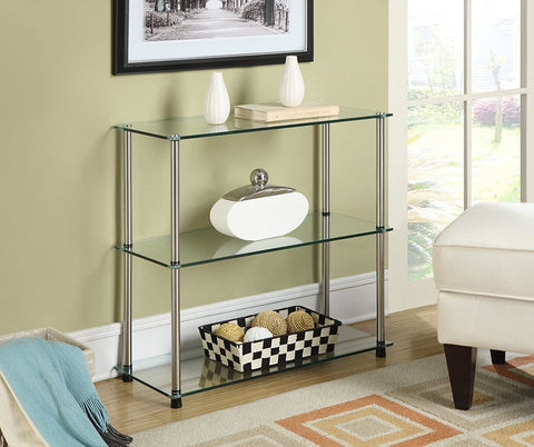 Convenience Concepts Designs2Go Classic Glass 3 Shelf Bookcase, Glass