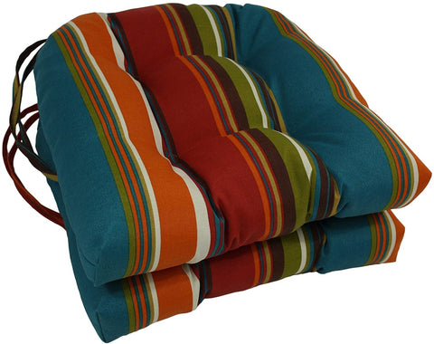 Oakestry Spun Polyester Patterned Outdoor U-Shaped Tufted Chair Cushions Set, Set of 2, 16&#34;, Basalto Cherry