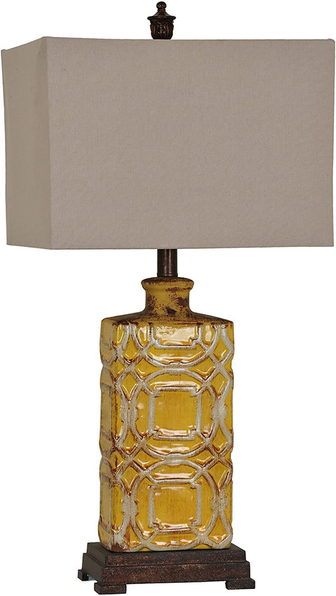 Oakestry Chatham Table Lamp Ceramic Yellow 14x10x28.5&#34; Farmhouse Style