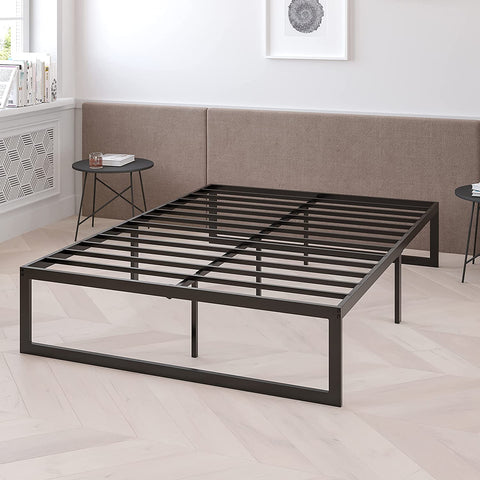 Oakestry 14 Inch Metal Platform Bed Frame - No Box Spring Needed with Steel Slat Support and Quick Lock Functionality (King)
