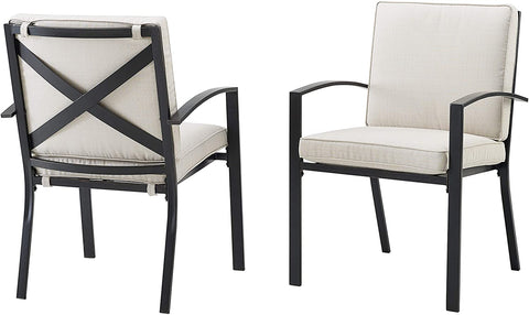 Oakestry KO60025BZ-OL Kaplan Outdoor Metal Dining Chairs, Set of 2, Oiled Bronze with Oatmeal Cushions