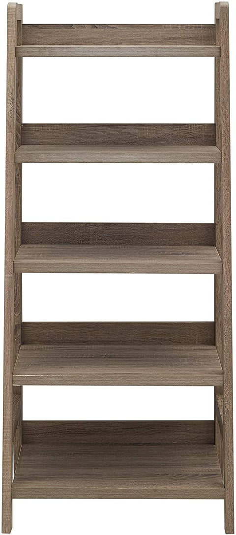 Oakestry Tracey Ladder Bookcase, 25&#34;W x 17.99&#34;D X 60&#34;H, Gray Wash