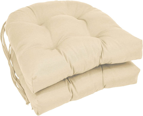 Oakestry Solid Twill U-Shaped Tufted Chair Cushions (Set of 2), 16&#34;, Natural