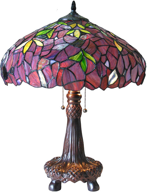 Oakestry CH18045PW16-TL2 Katie Tiffany-Style Wisteria Table Lamp with 16&#34; Shade, 22.5 x 16 x 16, Multicolor