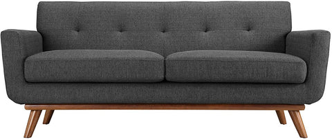 Oakestry Engage Mid-Century Modern Upholstered Fabric Loveseat in Gray