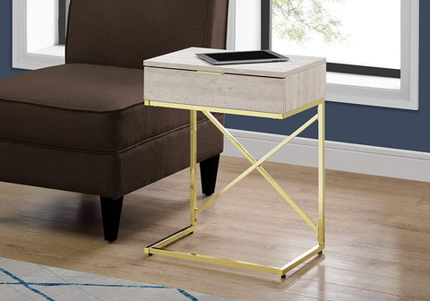 Oakestry I Accent, END Table, Night Stand, BEIGE