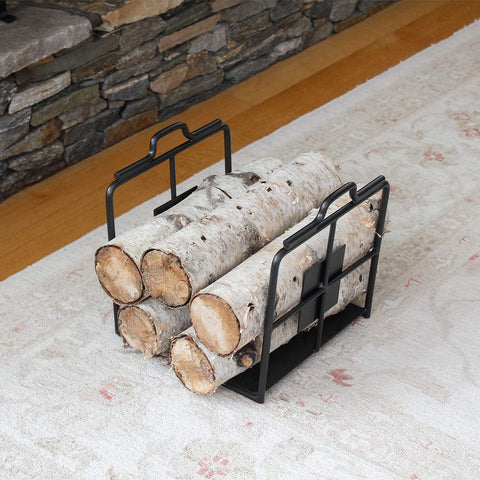 Oakestry Wright Design Wood Firewood Log Basket Bin Holder, Graphite