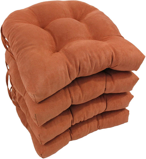Oakestry Solid Microsuede U-Shaped Tufted Chair Cushions (Set of 4), 16&#34;, Spice