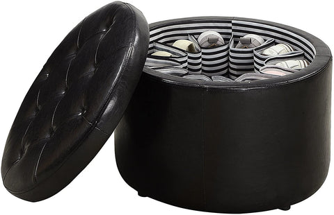 Oakestry Designs4Comfort Round Shoe Ottoman, Black